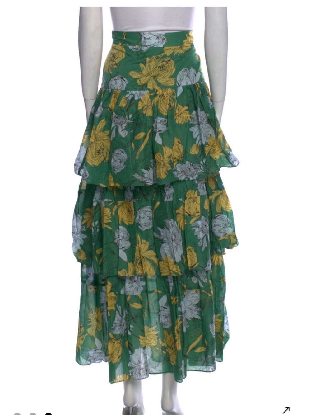 Alexis Green Tiered Maxi Skirt with Yellow & White Floral - Picture 3 of 3